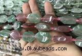 CNG7807 13*18mm - 18*25mm faceted freeform mixed strawberry quartz beads