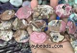 CNG7838 22*30mm - 25*35mm faceted freeform rhodochrosite beads