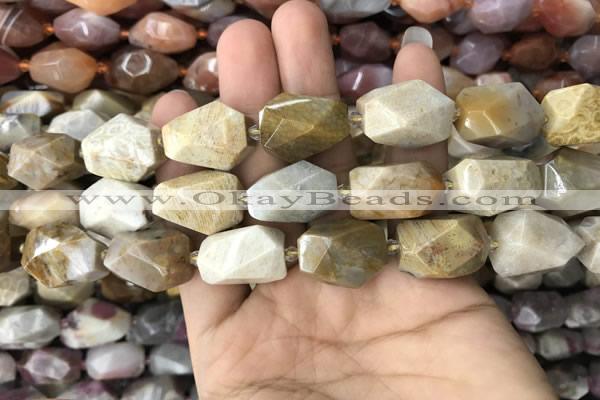 CNG7843 12*16mm - 15*25mm faceted nuggets fossil coral beads