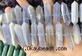 CNG7925 8*22mm - 12*40mm faceted nuggets blue chalcedony beads