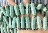 CNG7927 15.5 inches 10*25mm - 12*45mm faceted nuggets amazonite beads