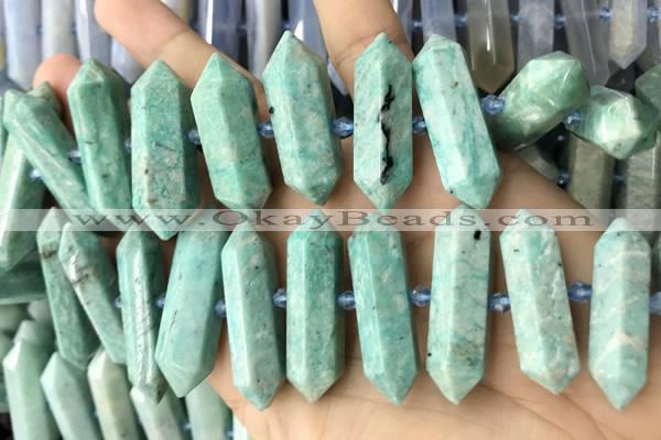 CNG7927 15.5 inches 10*25mm - 12*45mm faceted nuggets amazonite beads