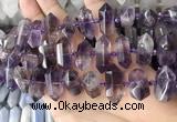 CNG7930 15.5 inches 8*22mm - 12*30mm faceted nuggets amethyst beads