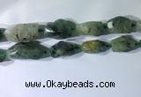 CNG7954 15.5 inches 15*25mm - 20*40mm nuggets green rutilated quartz beads