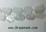 CNG7970 25*30mm - 35*45mm freeform white crystal slab beads