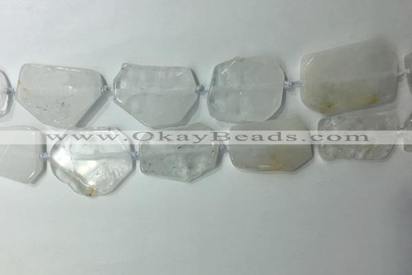 CNG7970 25*30mm - 35*45mm freeform white crystal slab beads