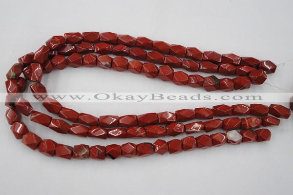 CNG809 15.5 inches 9*13mm faceted nuggets red jasper beads