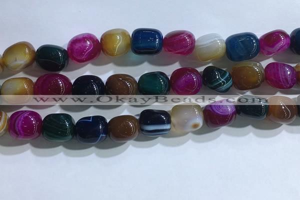 CNG8199 15.5 inches 10*14mm nuggets striped agate beads wholesale