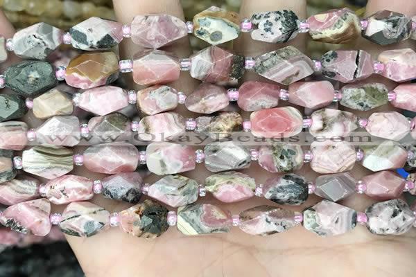 CNG8525 15.5 inches 7*10mm - 8*12mm faceted nuggets rhodochrosite beads