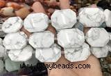 CNG8556 22*30mm - 25*35mm faceted freeform white howlite beads