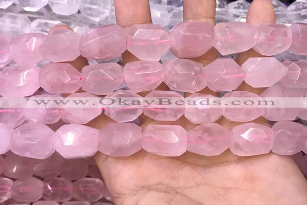 CNG8580 13*18mm - 15*20mm faceted nuggets rose quartz beads