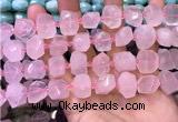 CNG8590 12*16mm - 13*18mm faceted nuggets rose quartz beads