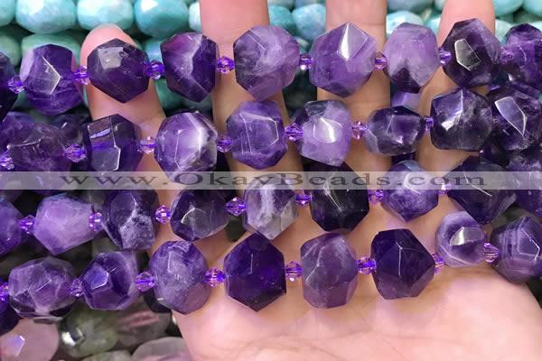 CNG8593 12*16mm - 13*18mm faceted nuggets amethyst beads