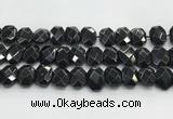 CNG8624 10*13mm - 12*16mm faceted freeform black agate beads