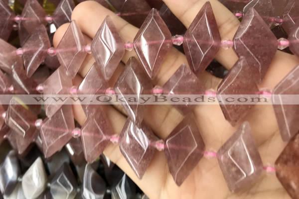 CNG8636 13*20mm - 15*25mm faceted freeform strawberry quartz beads