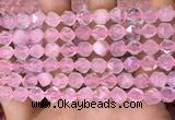 CNG8691 15.5 inches 8mm faceted nuggets rose quartz beads