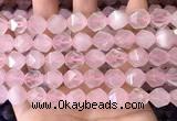 CNG8694 15.5 inches 12mm faceted nuggets rose quartz beads