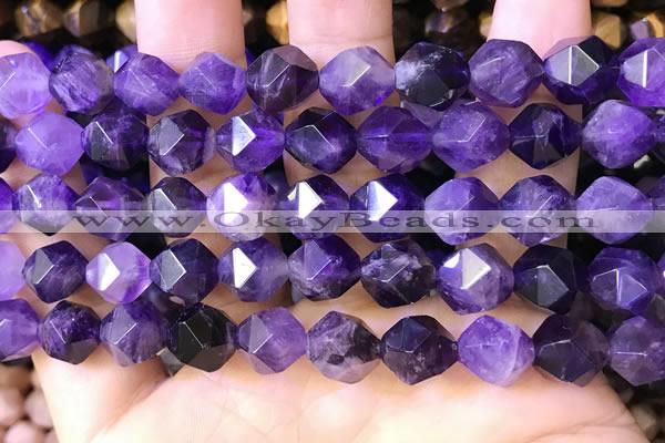 CNG8702 15.5 inches 10mm faceted nuggets amethyst gemstone beads