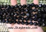 CNG8737 15.5 inches 8mm faceted nuggets black agate beads