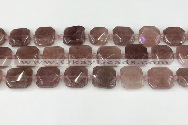 CNG8803 15.5 inches 16mm - 20mm faceted freeform strawberry quartz beads