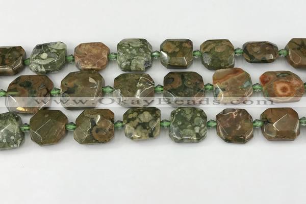 CNG8822 15.5 inches 16mm - 20mm faceted freeform rhyolite beads