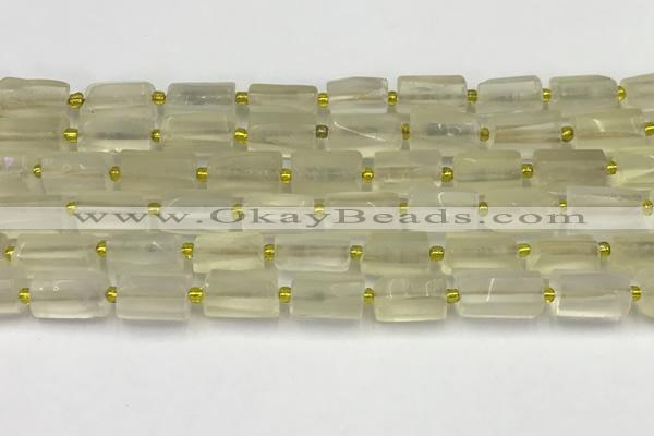 CNG8851 15.5 inches 8*12mm - 10*16mm nuggets matte lemon quartz beads