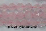 CNG920 15 inches 10mm faceted nuggets rose quartz beads