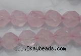 CNG921 15 inches 12mm faceted nuggets rose quartz beads