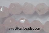 CNG922 15 inches 14mm faceted nuggets rose quartz beads