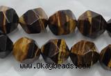 CNG939 15 inches 14mm faceted nuggets yellow tiger eye beads