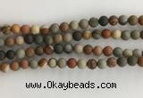 CNI377 15.5 inches 8mm round matte American picture jasper beads