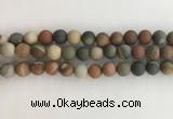 CNI378 15.5 inches 10mm round matte American picture jasper beads