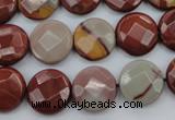 CNJ43 15.5 inches 14mm faceted coin noreena jasper beads