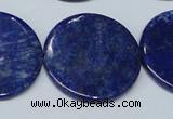 CNL1281 15.5 inches 30mm flat round natural lapis lazuli beads