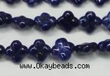 CNL1305 15.5 inches 10mm carved flower natural lapis lazuli beads