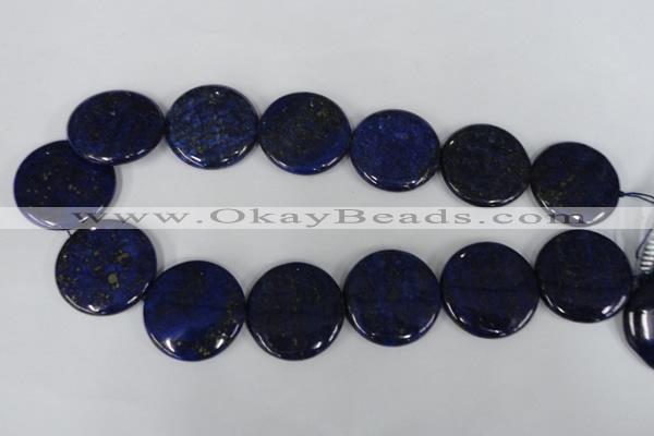 CNL458 15.5 inches 30mm flat round natural lapis lazuli beads