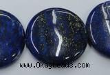 CNL738 15.5 inches 30mm flat round natural lapis lazuli gemstone beads