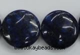 CNL929 15.5 inches 25mm flat round natural lapis lazuli gemstone beads