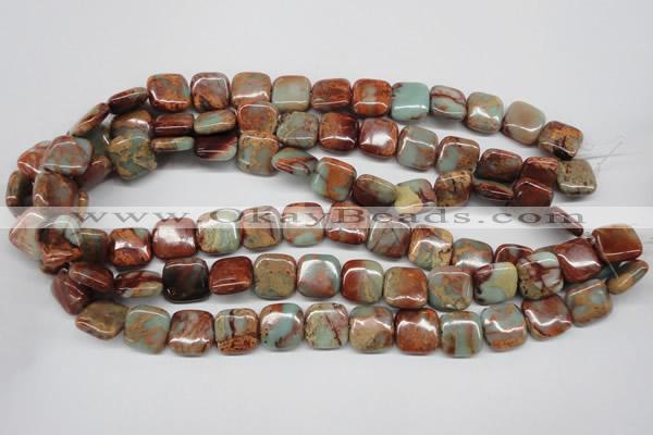 CNS104 15.5 inches 14*14mm square natural serpentine jasper beads