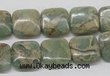 CNS16 16 inches 14*14mm square natural serpentine jasper beads