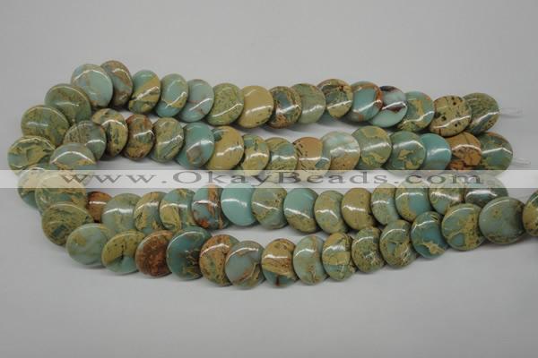 CNS175 15.5 inches 18mm flat round natural serpentine jasper beads