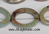 CNS198 15.5 inches 22*30mm oval donut natural serpentine jasper beads