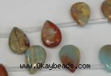 CNS199 Top-drilled 10*14mm flat teardrop natural serpentine jasper beads