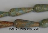 CNS201 15.5 inches 10*30mm teardrop natural serpentine jasper beads