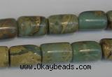 CNS205 15.5 inches 10*14mm drum natural serpentine jasper beads