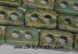 CNS226 15.5 inches 15*25mm carved rectangle natural serpentine jasper beads