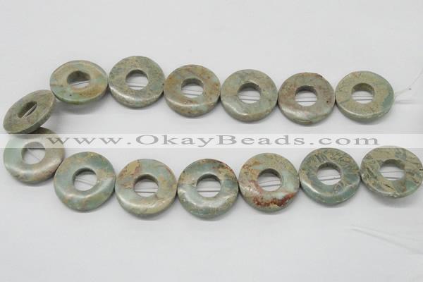 CNS23 16 inches 30mm flat round natural serpentine jasper beads