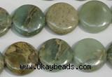 CNS231 15.5 inches 16mm flat round natural serpentine jasper beads