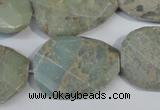 CNS262 20*30mm twisted & faceted rectangle natural serpentine jasper beads