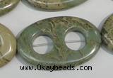 CNS270 15.5 inches 25*40mm carved oval natural serpentine jasper beads